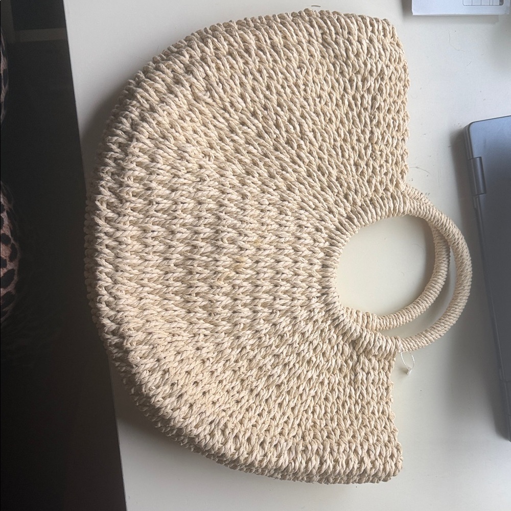 Elegant Cream Woven Handbag